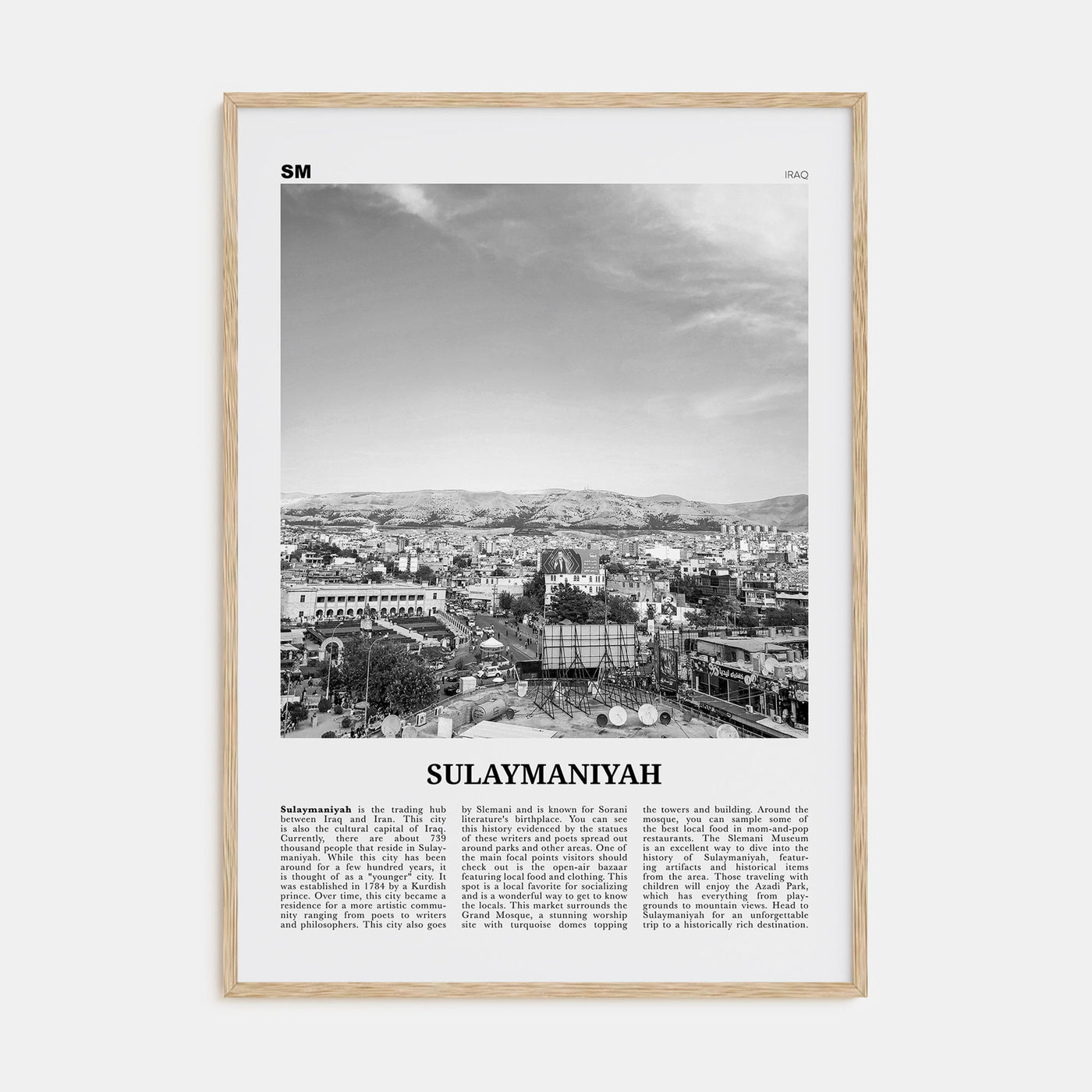 Sulaymaniyah Travel B&W Poster