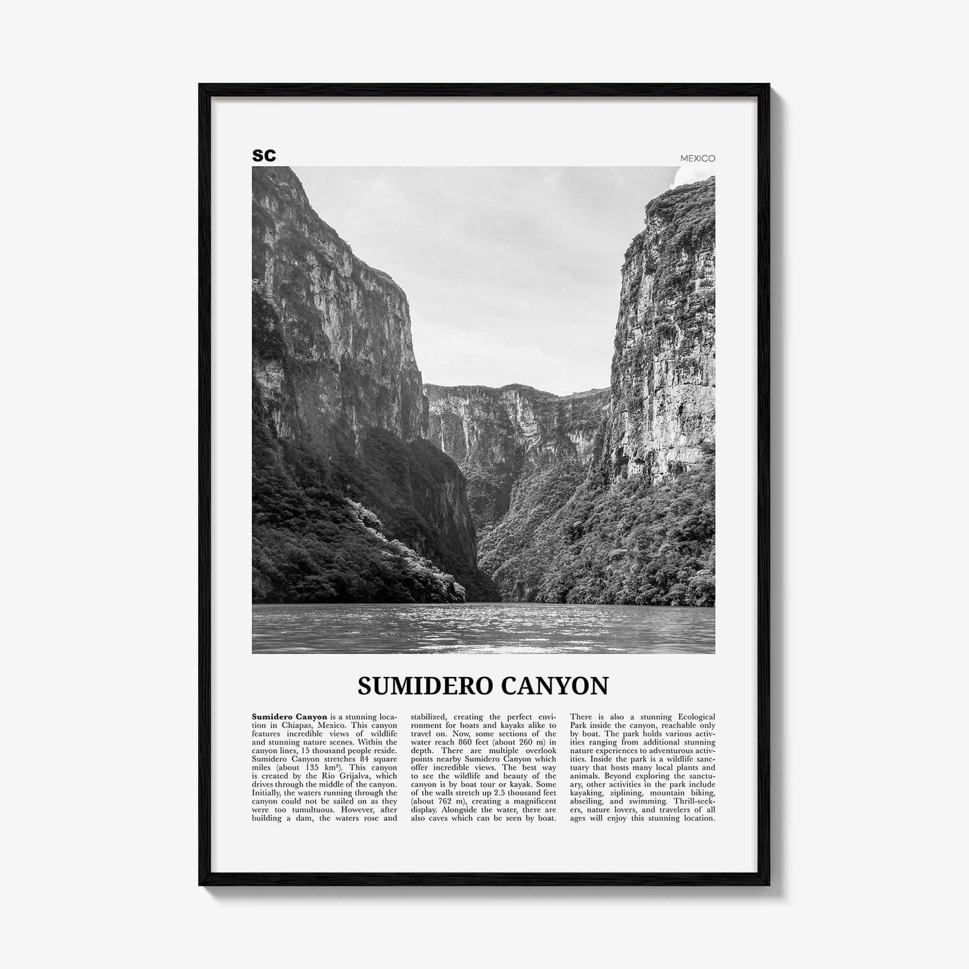 Sumidero Canyon Print Black and White, Sumidero Canyon Wall Art, Sumidero Canyon Poster, Sumidero Canyon Photo, Sumidero Canyon Wall Décor