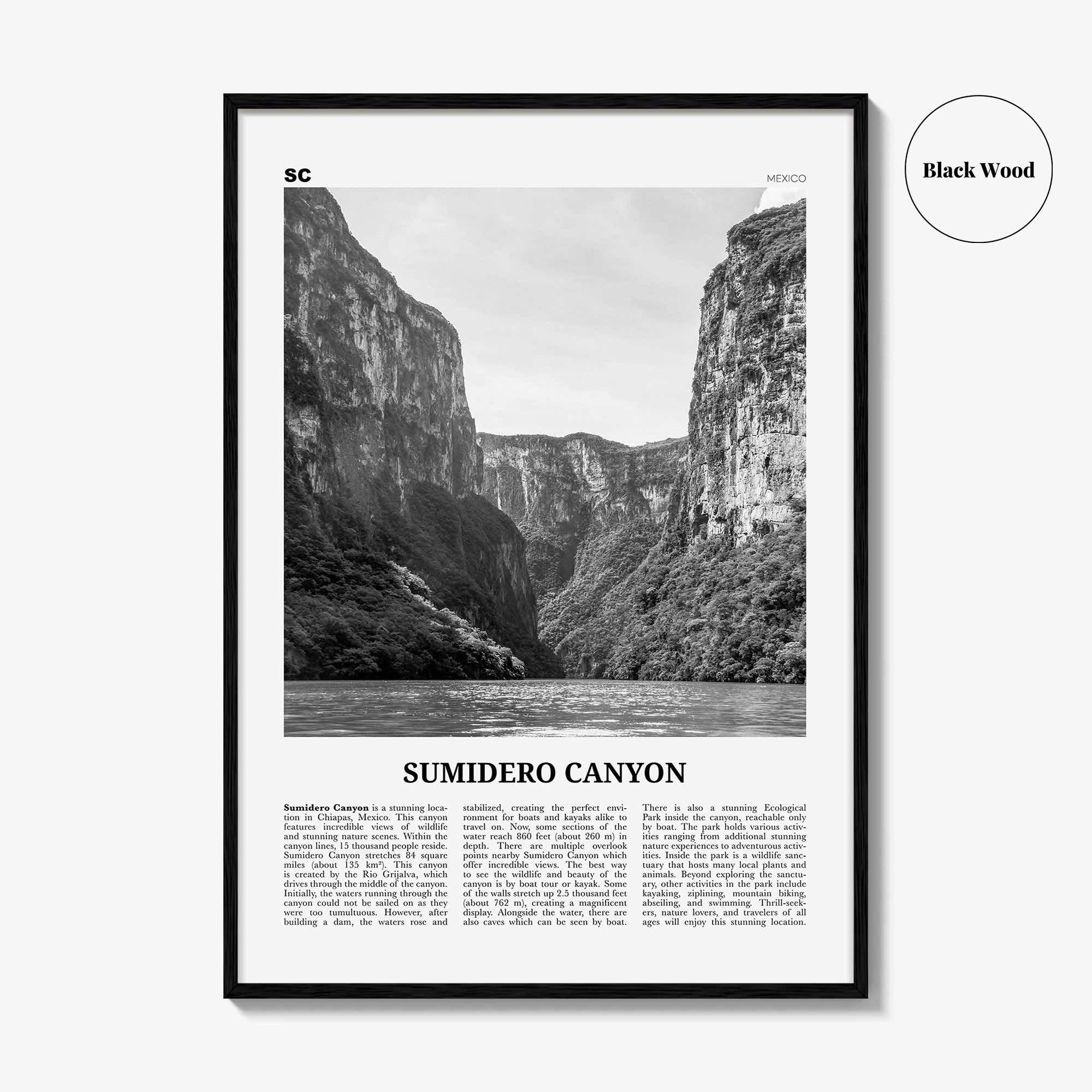 Sumidero Canyon Print Black and White, Sumidero Canyon Wall Art, Sumidero Canyon Poster, Sumidero Canyon Photo, Sumidero Canyon Wall Décor