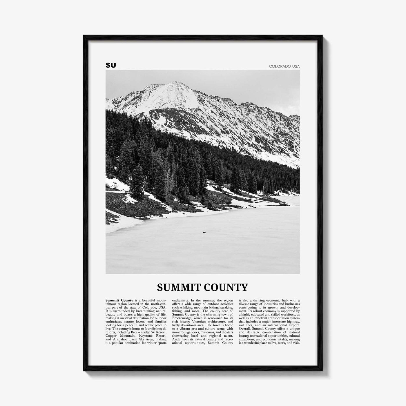 Summit County Print Black and White, Summit County Wall Art, Summit County Poster, Summit County Photo, Summit Wall Décor, Summit County Map