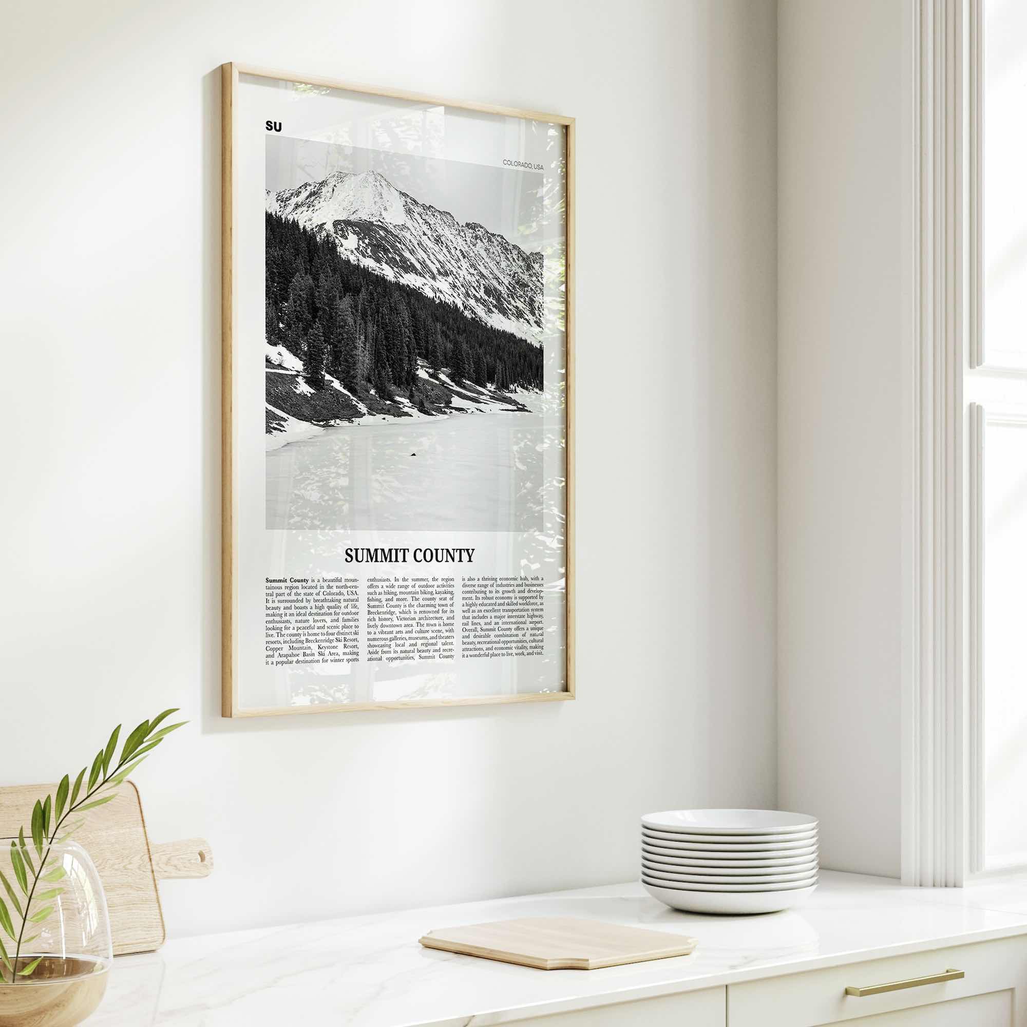 Summit County Print Black and White, Summit County Wall Art, Summit County Poster, Summit County Photo, Summit Wall Décor, Summit County Map