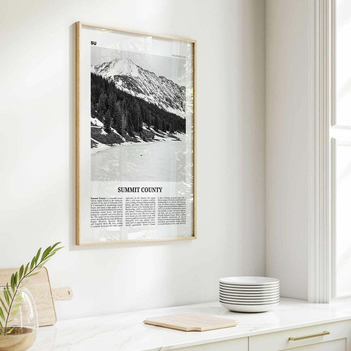 Summit County Print Black and White, Summit County Wall Art, Summit County Poster, Summit County Photo, Summit Wall Décor, Summit County Map