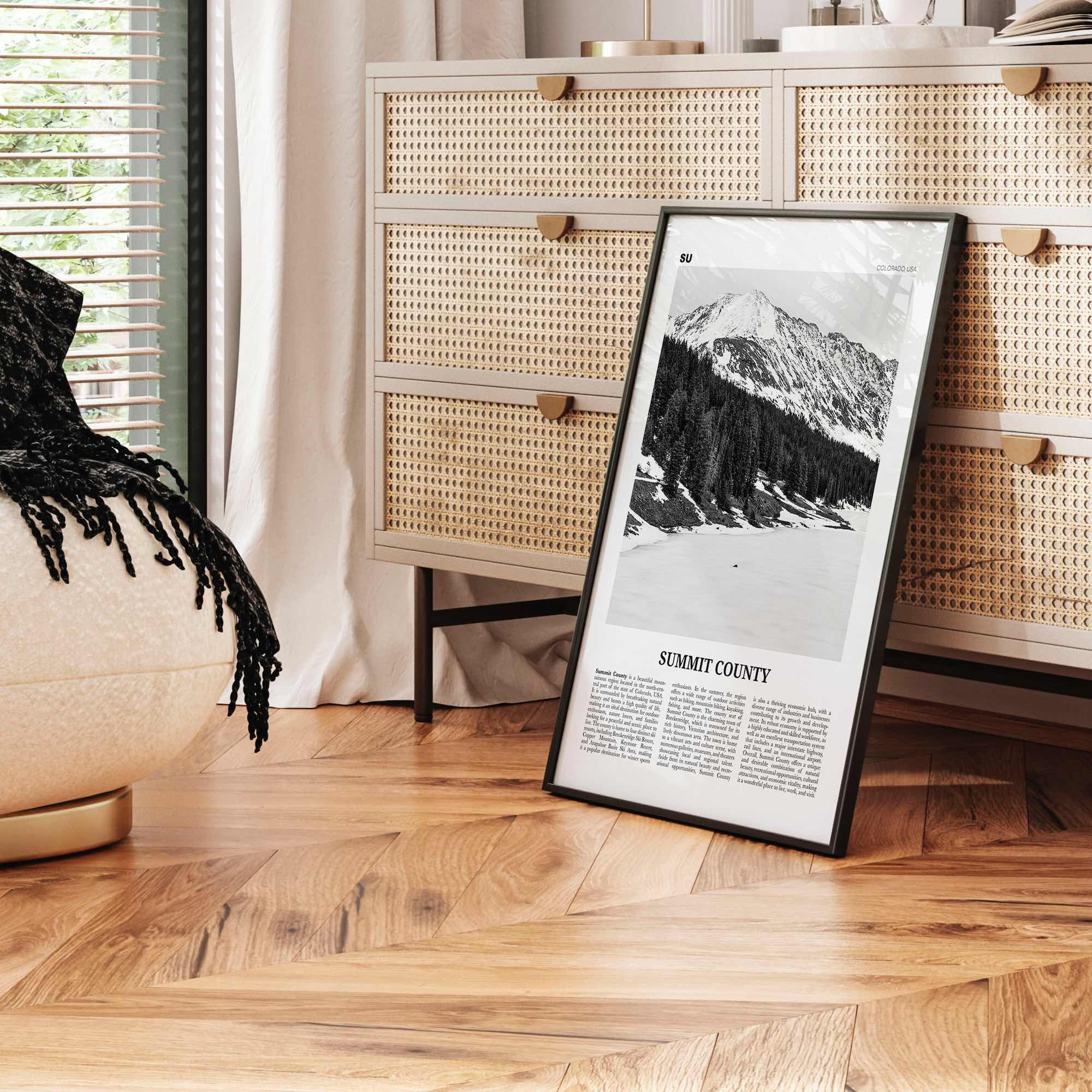 Summit County Print Black and White, Summit County Wall Art, Summit County Poster, Summit County Photo, Summit Wall Décor, Summit County Map