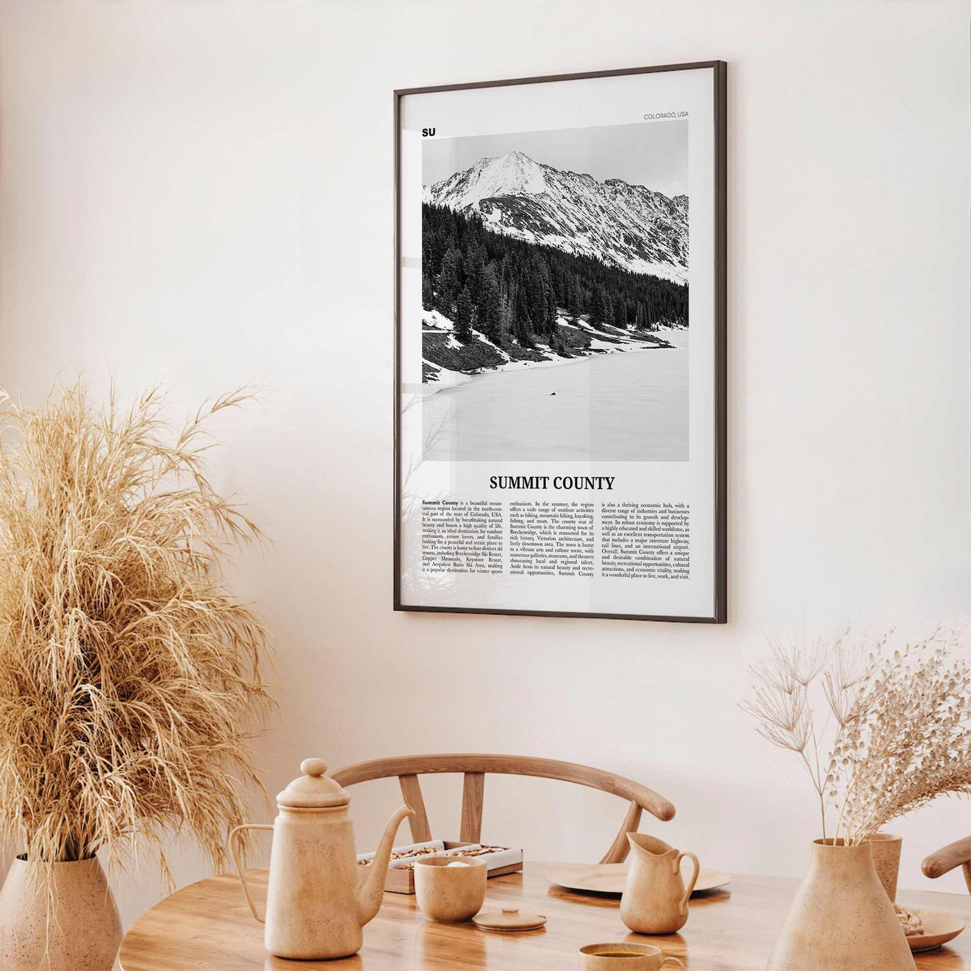 Summit County Print Black and White, Summit County Wall Art, Summit County Poster, Summit County Photo, Summit Wall Décor, Summit County Map
