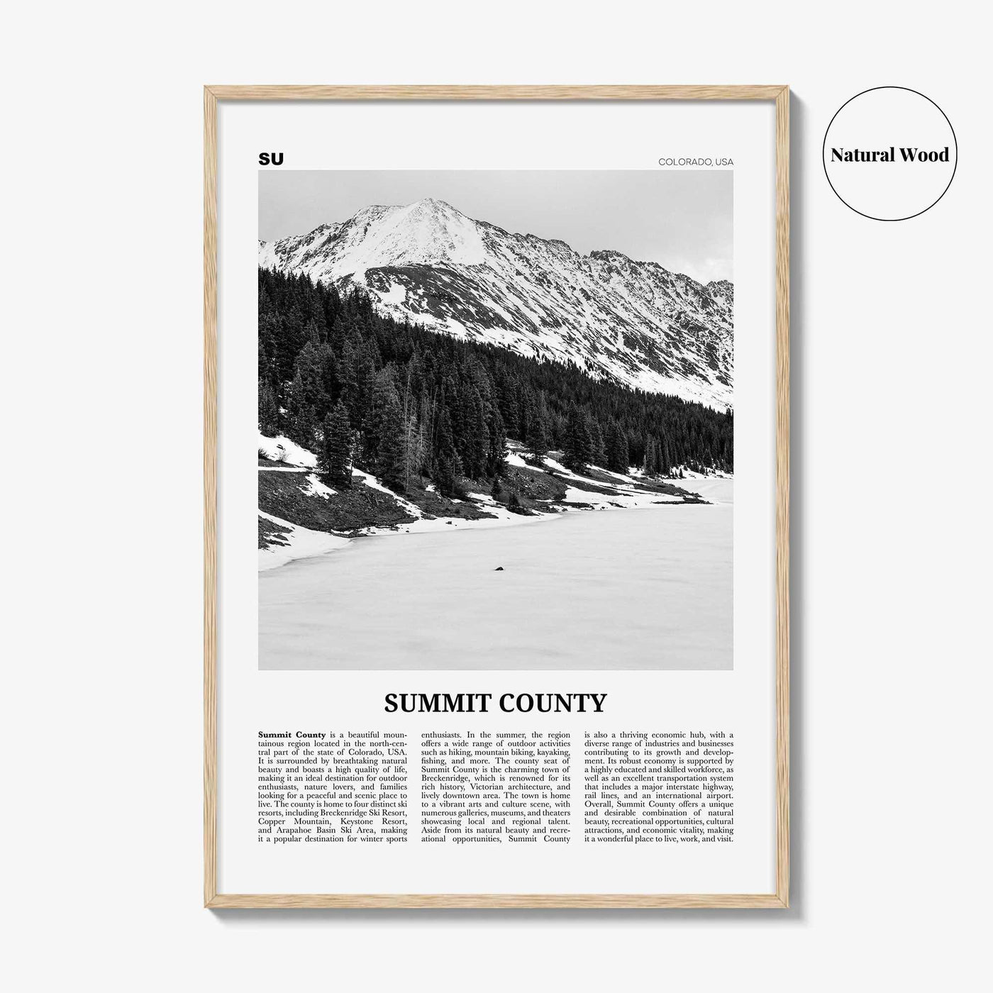 Summit County Print Black and White, Summit County Wall Art, Summit County Poster, Summit County Photo, Summit Wall Décor, Summit County Map