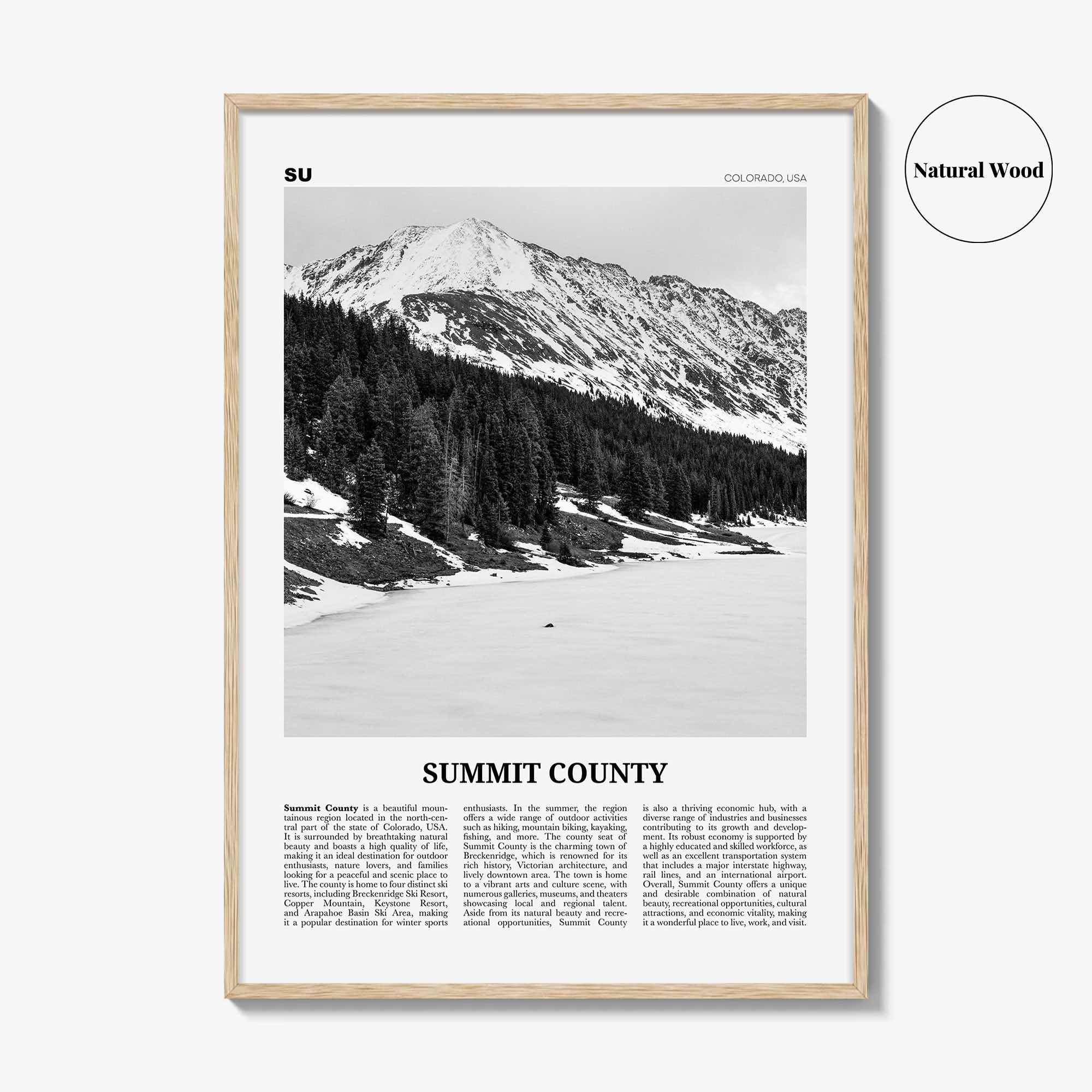 Summit County Print Black and White, Summit County Wall Art, Summit County Poster, Summit County Photo, Summit Wall Décor, Summit County Map