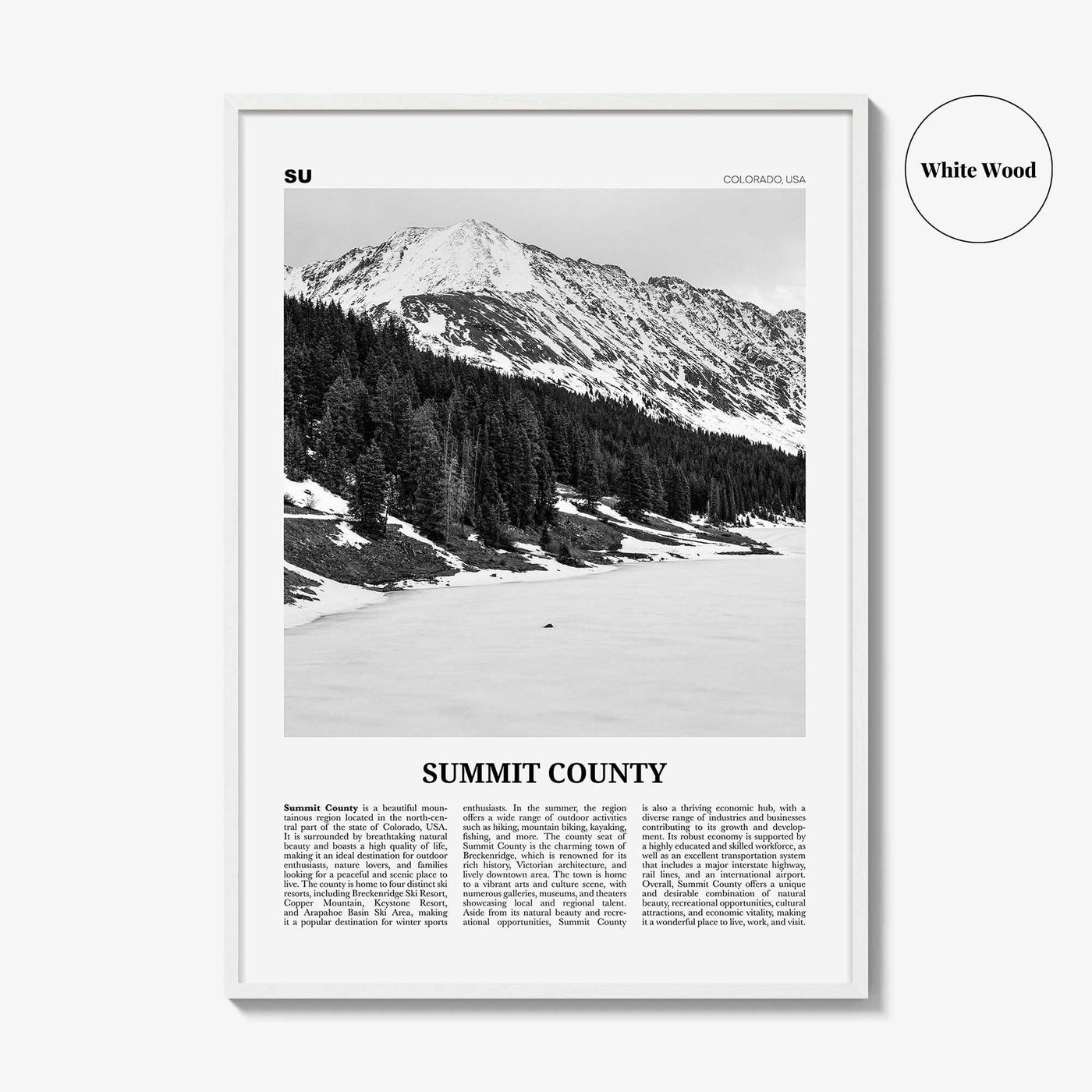 Summit County Print Black and White, Summit County Wall Art, Summit County Poster, Summit County Photo, Summit Wall Décor, Summit County Map