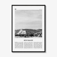 Sun Valley Print Black and White, Sun Valley Wall Art, Sun Valley Poster, Sun Valley Photo, Sun Valley Map, Idaho, USA, United States