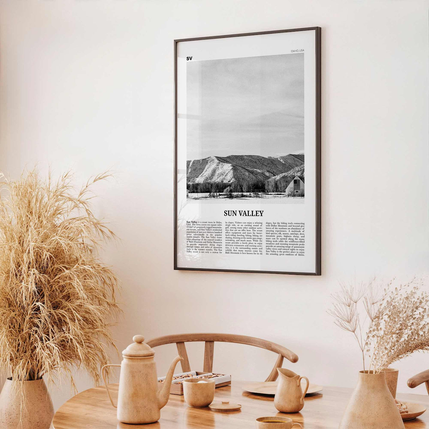 Sun Valley Print Black and White, Sun Valley Wall Art, Sun Valley Poster, Sun Valley Photo, Sun Valley Map, Idaho, USA, United States