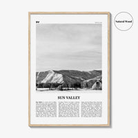 Sun Valley Print Black and White, Sun Valley Wall Art, Sun Valley Poster, Sun Valley Photo, Sun Valley Map, Idaho, USA, United States