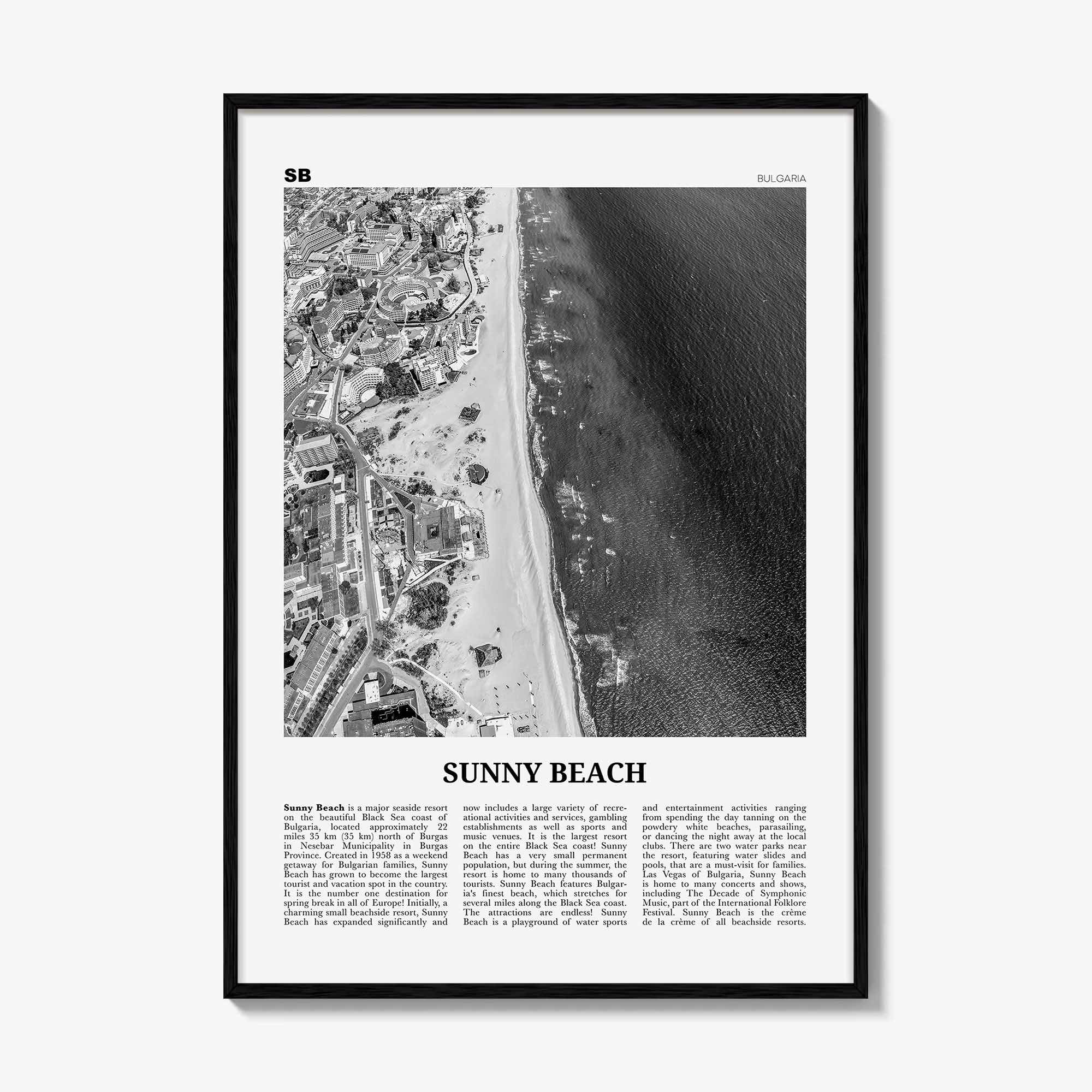 Sunny Beach Print Black and White, Sunny Beach Wall Art, Sunny Beach Poster, Sunny Beach Photo, Слънчев бряг, Bulgaria, Burgas