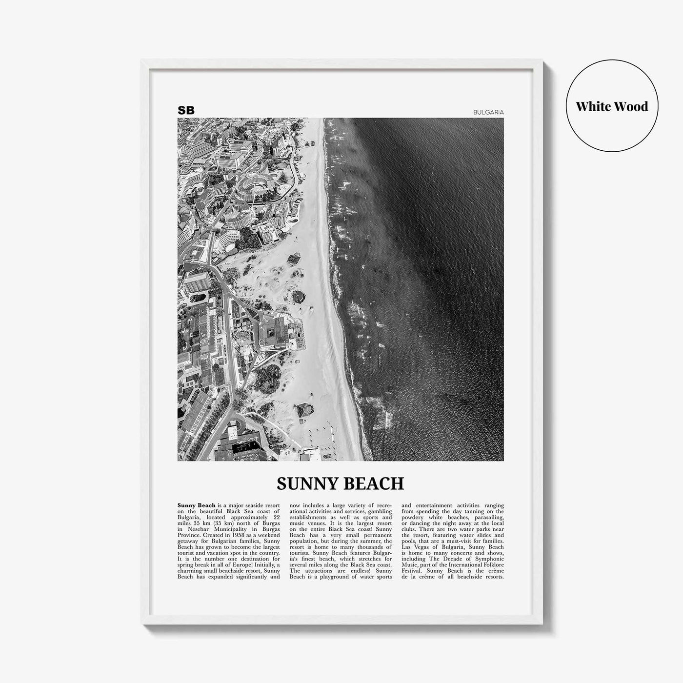 Sunny Beach Print Black and White, Sunny Beach Wall Art, Sunny Beach Poster, Sunny Beach Photo, Слънчев бряг, Bulgaria, Burgas