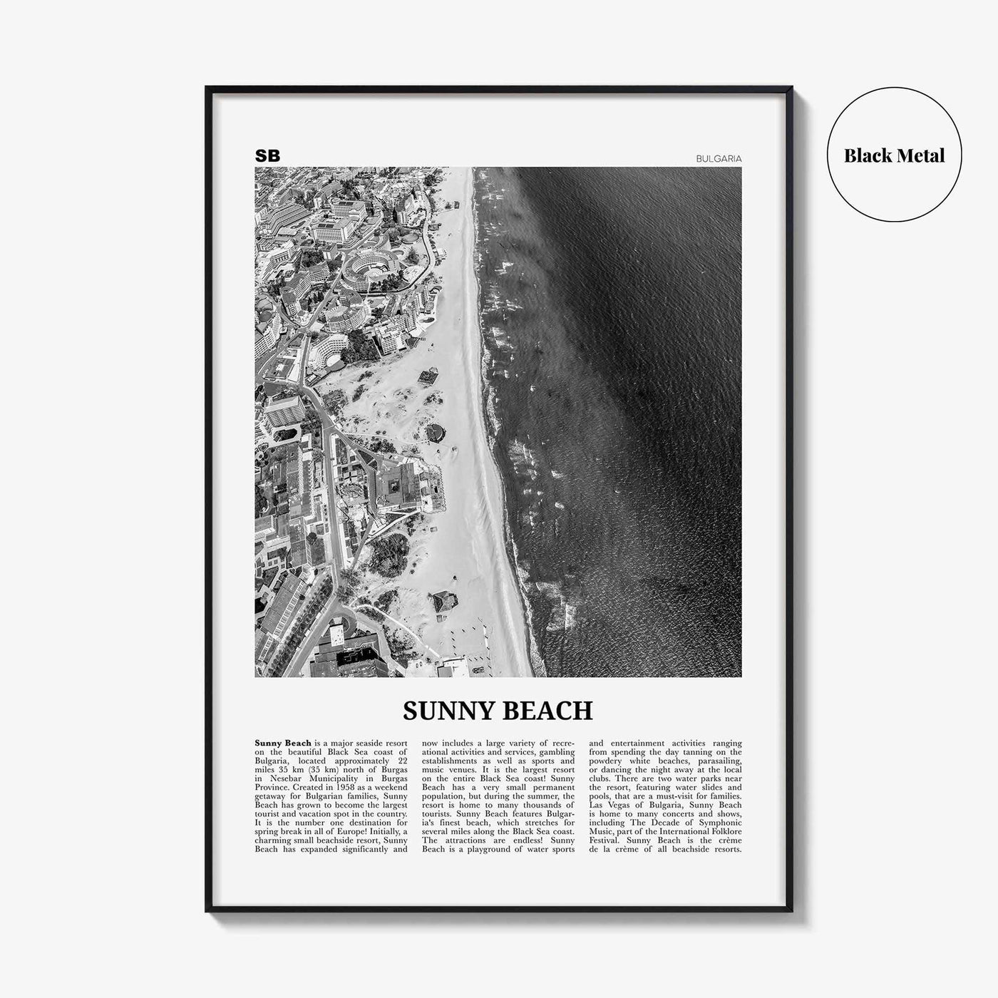 Sunny Beach Print Black and White, Sunny Beach Wall Art, Sunny Beach Poster, Sunny Beach Photo, Слънчев бряг, Bulgaria, Burgas