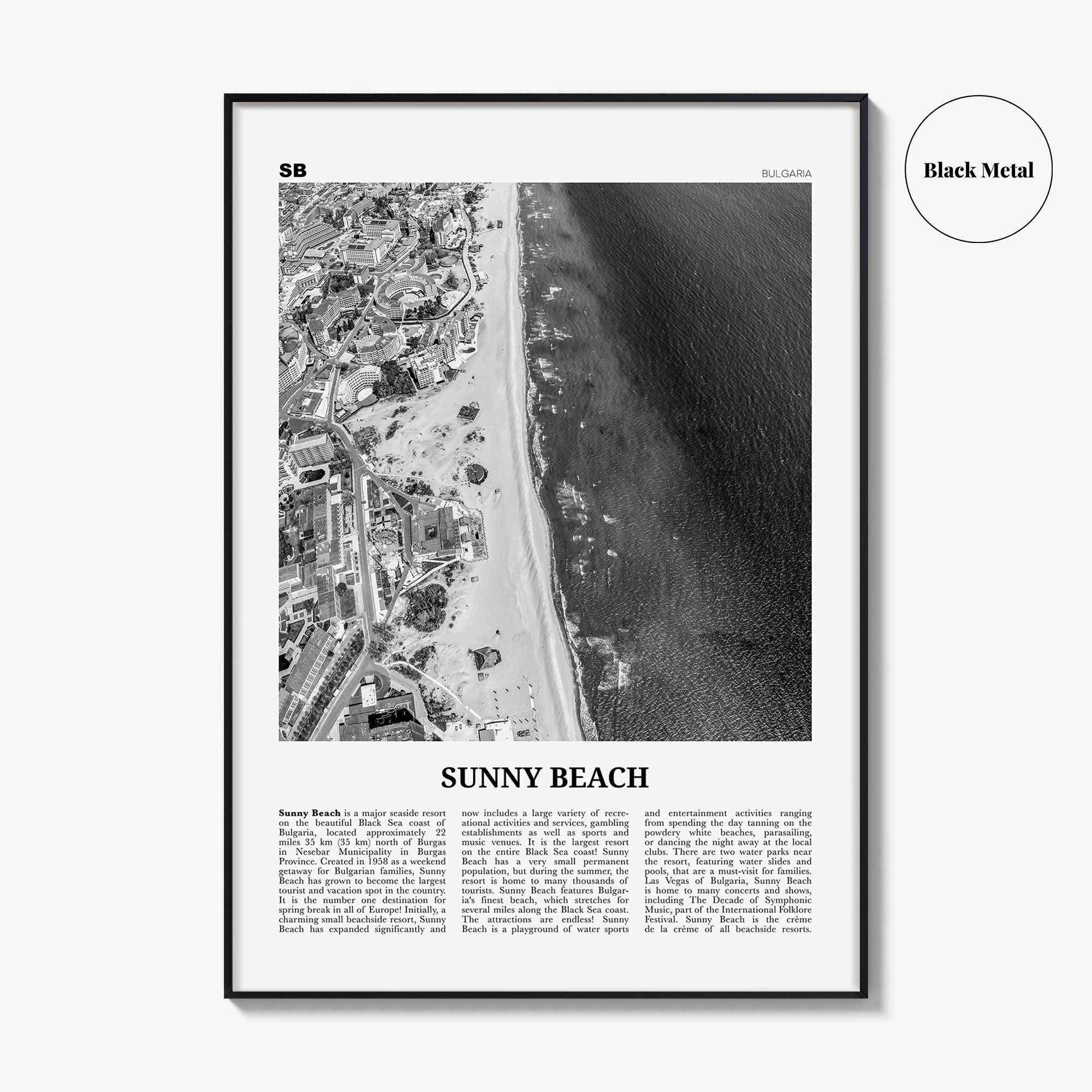 Sunny Beach Print Black and White, Sunny Beach Wall Art, Sunny Beach Poster, Sunny Beach Photo, Слънчев бряг, Bulgaria, Burgas