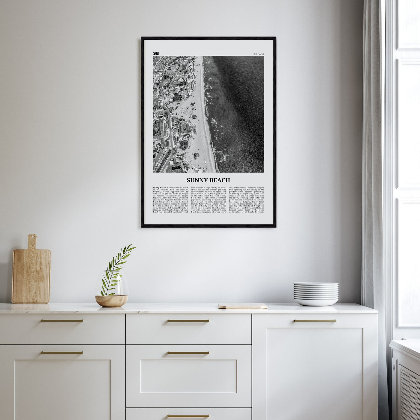 Sunny Beach Travel B&W Poster