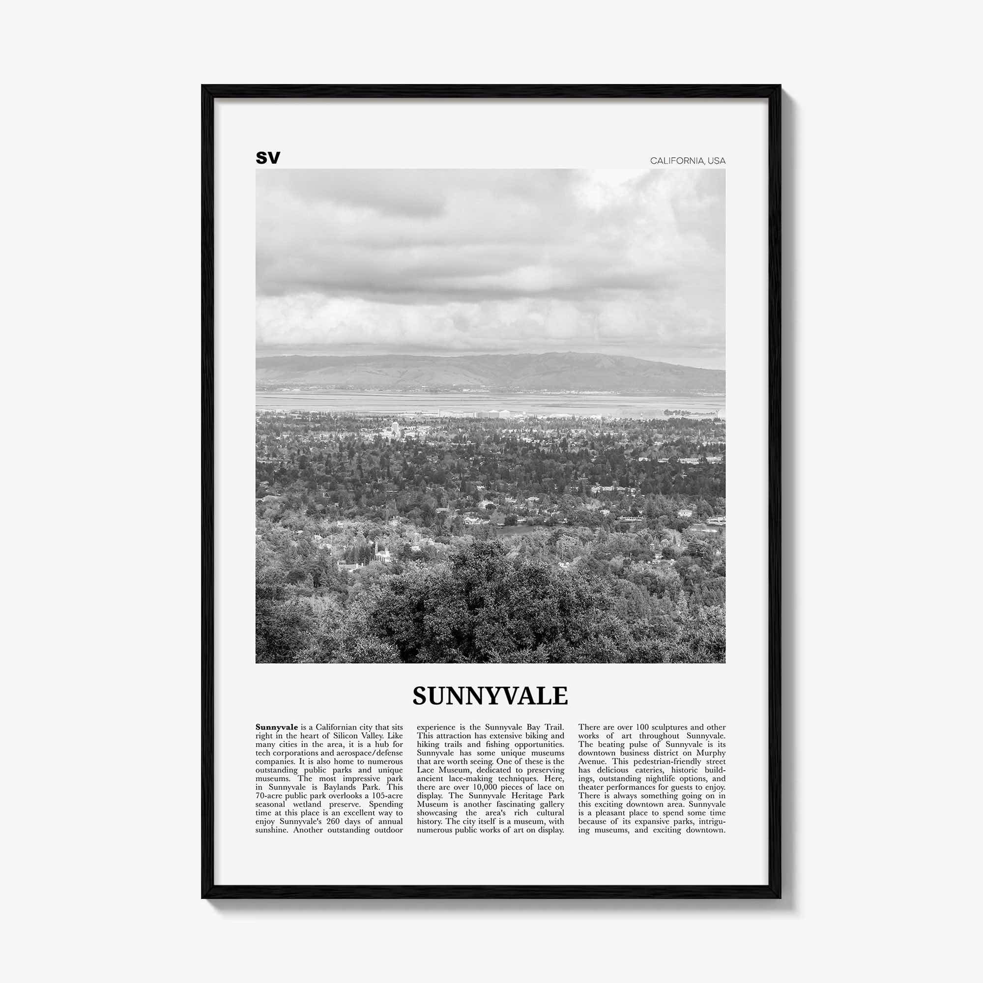 Sunnyvale Print Black and White, Sunnyvale Wall Art, Sunnyvale Poster, Sunnyvale Photo, Sunnyvale Wall Décor, California, USA, United States