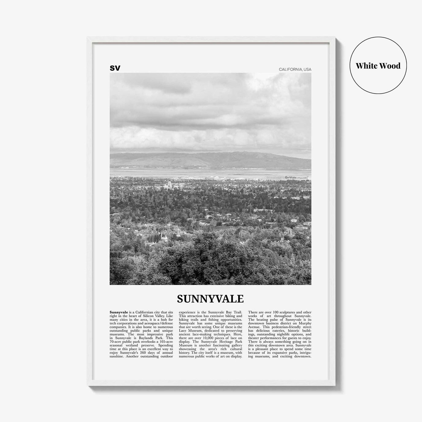 Sunnyvale Print Black and White, Sunnyvale Wall Art, Sunnyvale Poster, Sunnyvale Photo, Sunnyvale Wall Décor, California, USA, United States