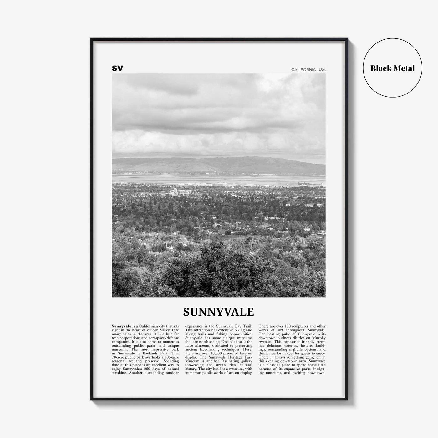 Sunnyvale Print Black and White, Sunnyvale Wall Art, Sunnyvale Poster, Sunnyvale Photo, Sunnyvale Wall Décor, California, USA, United States