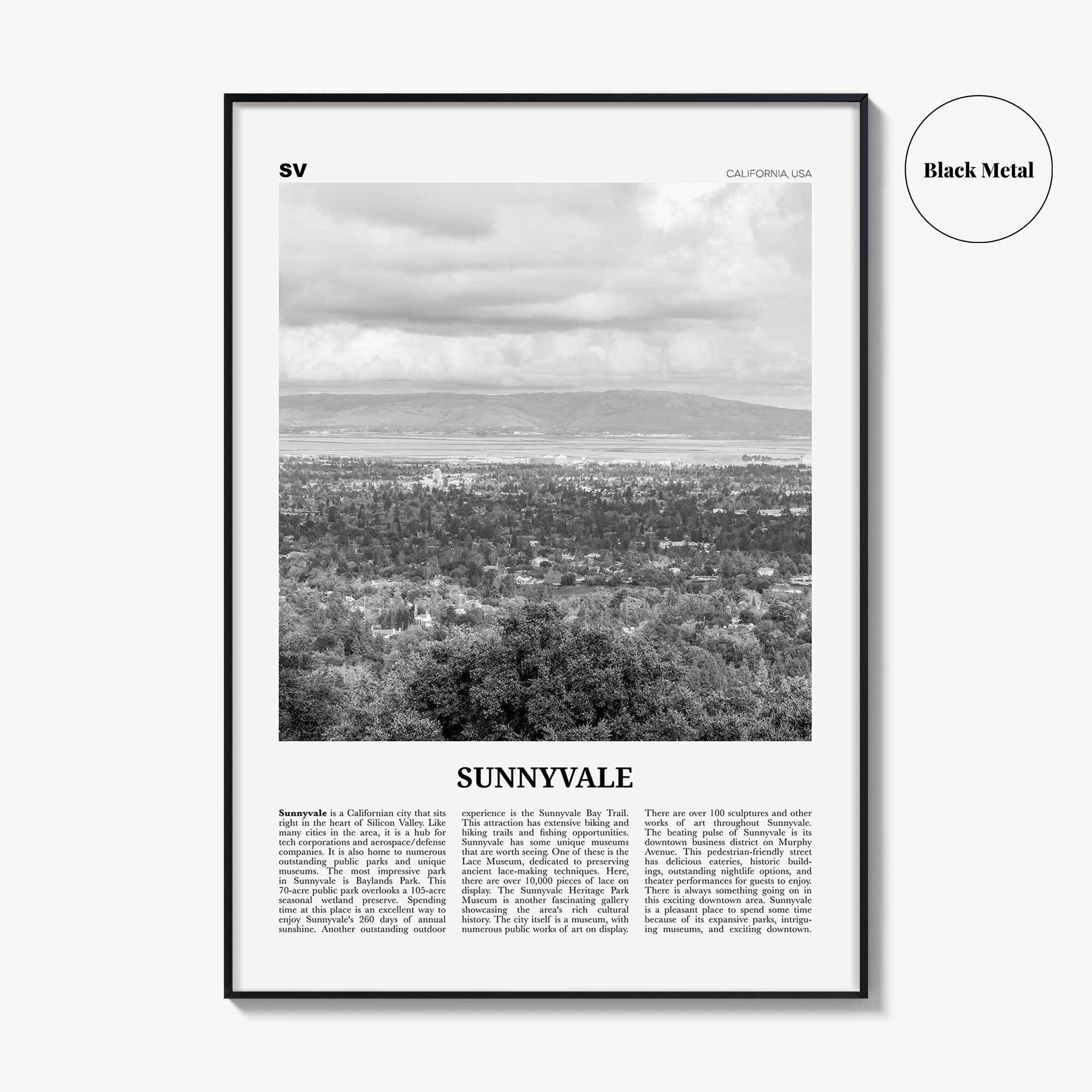 Sunnyvale Print Black and White, Sunnyvale Wall Art, Sunnyvale Poster, Sunnyvale Photo, Sunnyvale Wall Décor, California, USA, United States