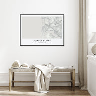 Sunset Cliffs Map Landscape Poster