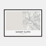 Sunset Cliffs Map Landscape Poster
