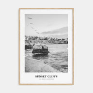 Sunset Cliffs Portrait B&W Poster