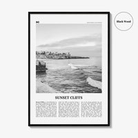 Sunset Cliffs Print Black and White, Sunset Cliffs Wall Art, Sunset Cliffs Poster, Sunset Cliffs Photo, San Diego, California, USA
