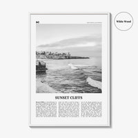 Sunset Cliffs Print Black and White, Sunset Cliffs Wall Art, Sunset Cliffs Poster, Sunset Cliffs Photo, San Diego, California, USA