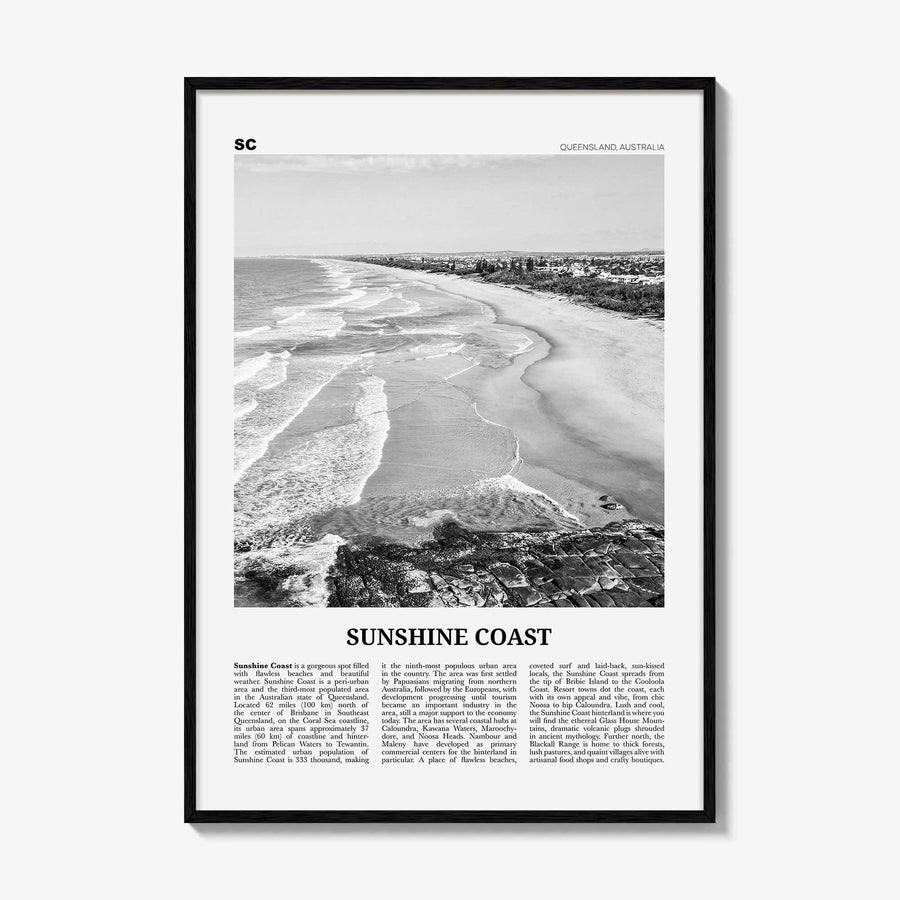 Sunshine Coast Print Black and White, Sunshine Coast Wall Art, Sunshine Coast Poster, Sunshine Coast Photo, Queensland, Australia, Oceania