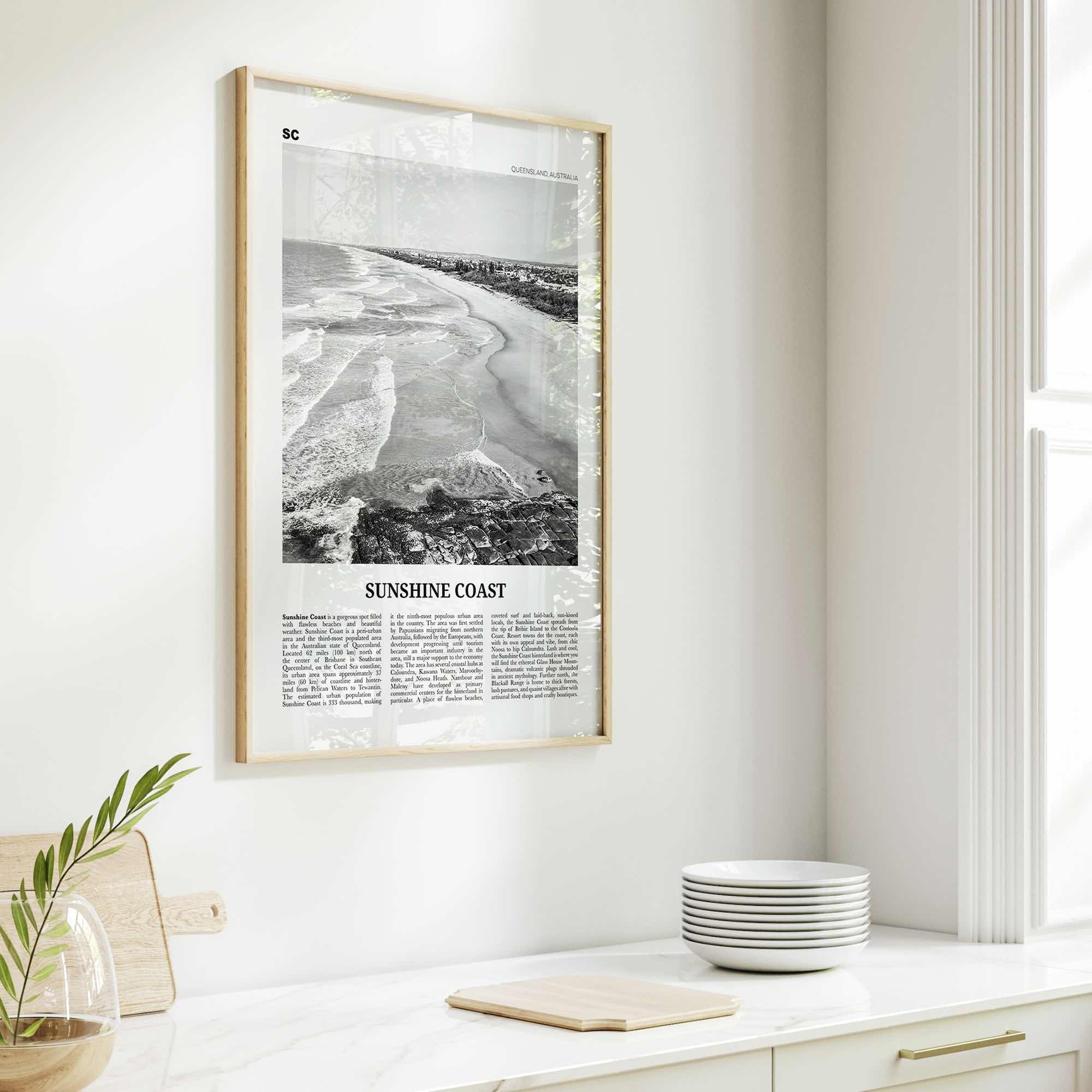Sunshine Coast Print Black and White, Sunshine Coast Wall Art, Sunshine Coast Poster, Sunshine Coast Photo, Queensland, Australia, Oceania