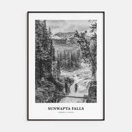 Sunwapta Falls Portrait B&W Poster
