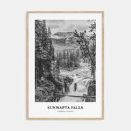 Sunwapta Falls Portrait B&W Poster