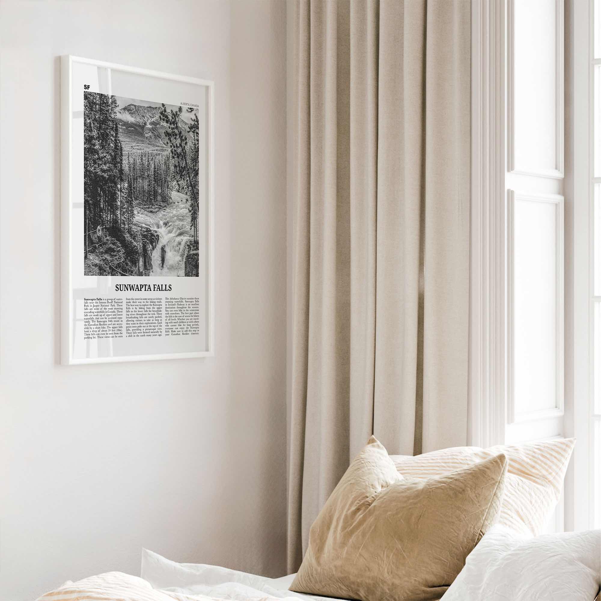 Sunwapta Falls Print Black and White, Sunwapta Falls Wall Art, Sunwapta Falls Poster, Sunwapta Falls Photo, Alberta, Canada