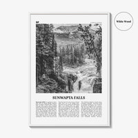 Sunwapta Falls Print Black and White, Sunwapta Falls Wall Art, Sunwapta Falls Poster, Sunwapta Falls Photo, Alberta, Canada