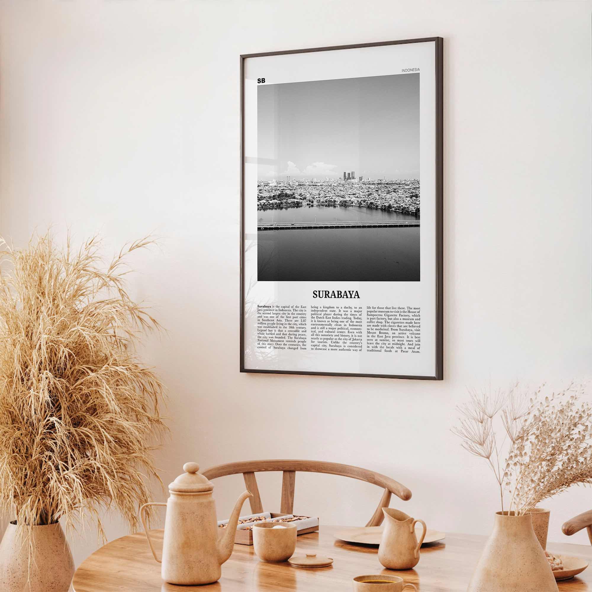 Surabaya Print Black and White, Surabaya Wall Art, Surabaya Poster, Surabaya Photo, Surabaya Wall Décor, Surabaya Map, Indonesia