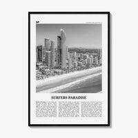 Surfers Paradise Print Black and White, Surfers Paradise Wall Art, Surfers Paradise Poster, Queensland, Australia, Oceania