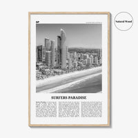 Surfers Paradise Print Black and White, Surfers Paradise Wall Art, Surfers Paradise Poster, Queensland, Australia, Oceania