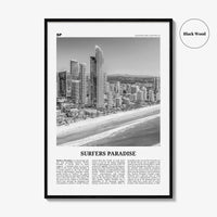 Surfers Paradise Print Black and White, Surfers Paradise Wall Art, Surfers Paradise Poster, Queensland, Australia, Oceania