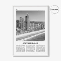Surfers Paradise Print Black and White, Surfers Paradise Wall Art, Surfers Paradise Poster, Queensland, Australia, Oceania