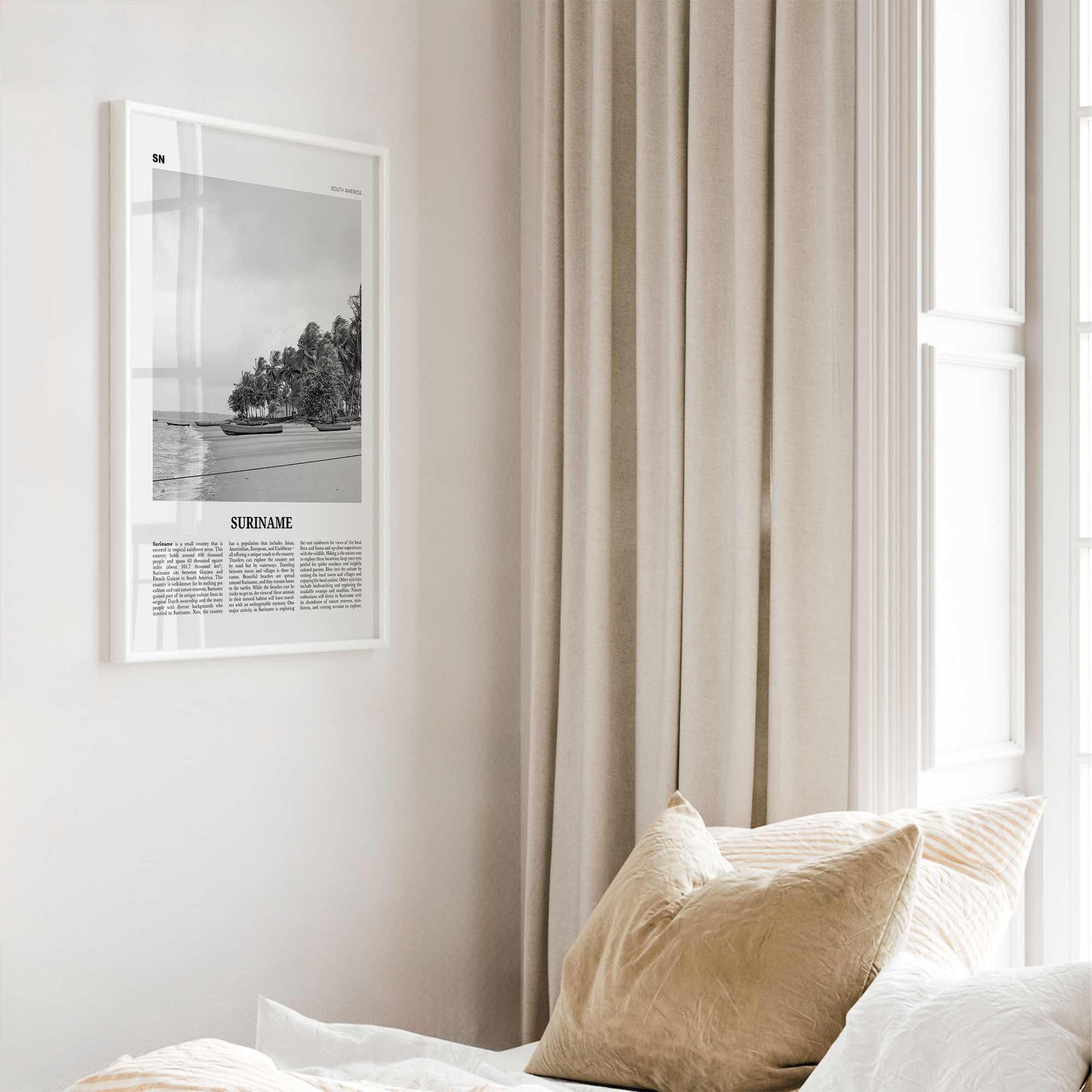 Suriname Print Black and White, Suriname Wall Art, Suriname Poster, Suriname Photo, Suriname Wall Décor, Suriname Map, South America