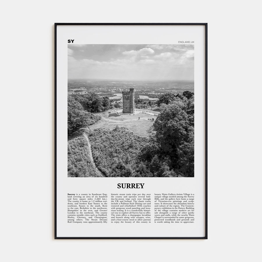 Surrey Travel B&W Poster