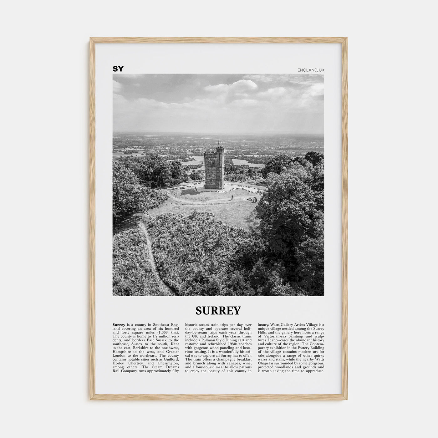 Surrey Travel B&W Poster