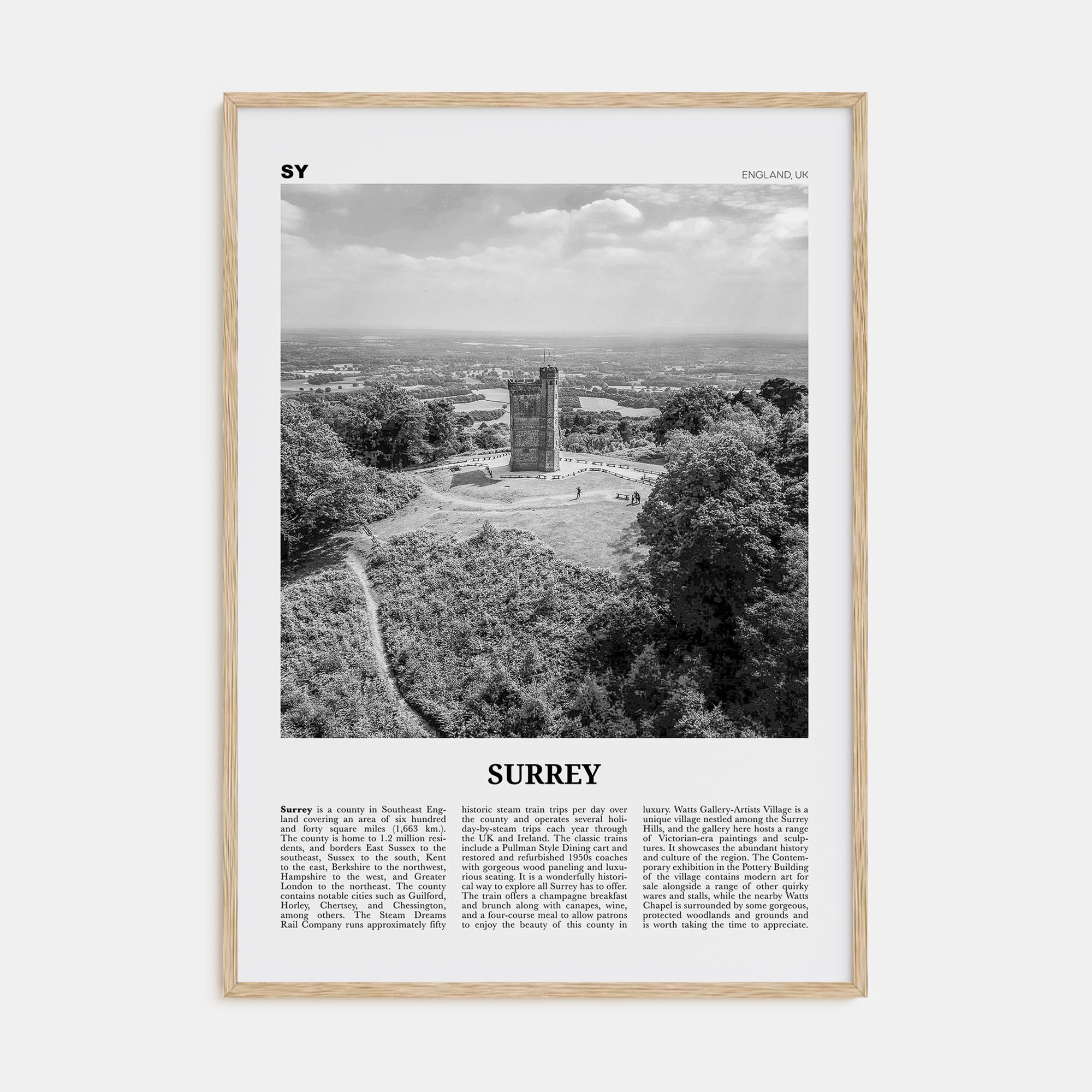 Surrey Travel B&W Poster
