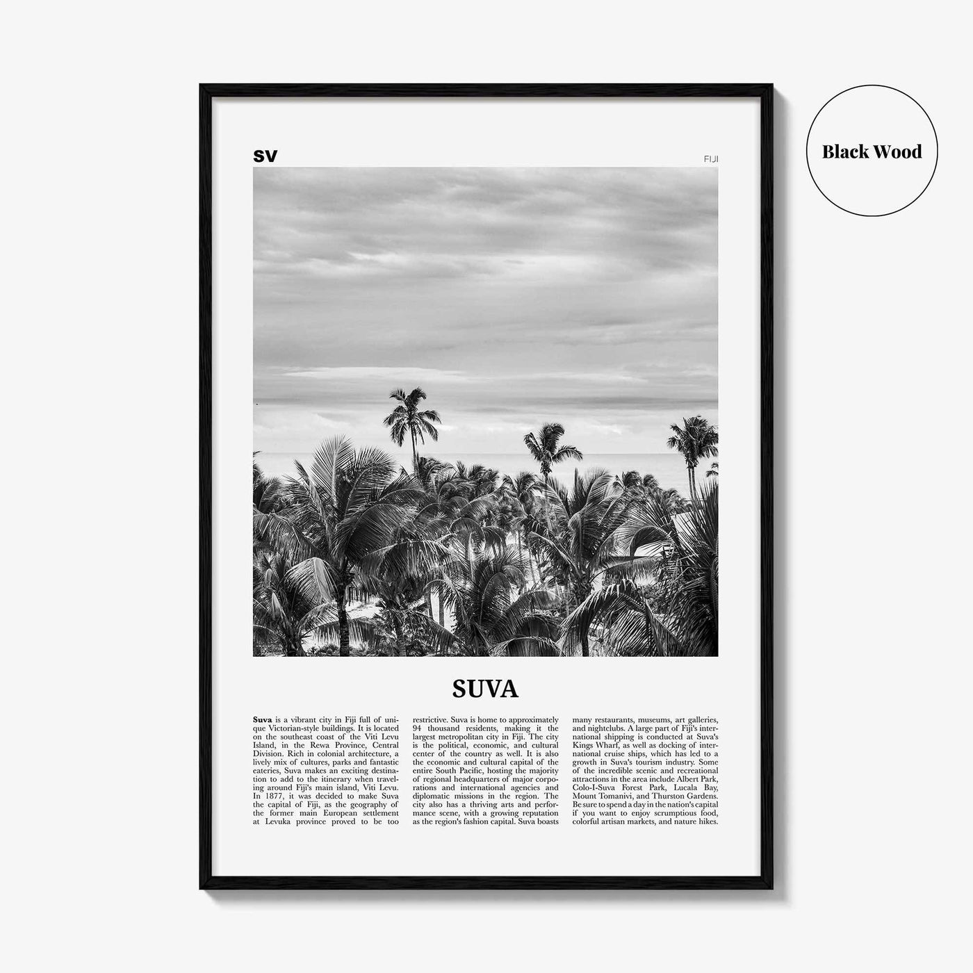 Suva Print Black and White, Suva Wall Art, Suva Poster, Suva Photo, Suva Wall Décor, Fiji, Viti Levu