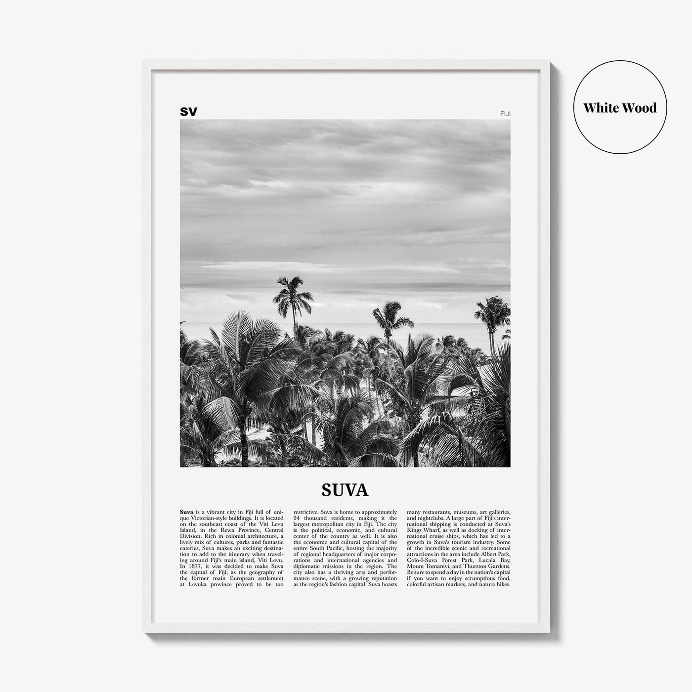 Suva Print Black and White, Suva Wall Art, Suva Poster, Suva Photo, Suva Wall Décor, Fiji, Viti Levu