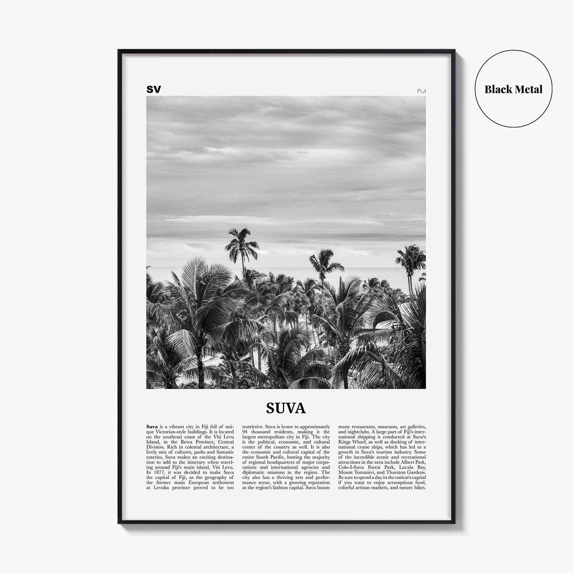 Suva Print Black and White, Suva Wall Art, Suva Poster, Suva Photo, Suva Wall Décor, Fiji, Viti Levu