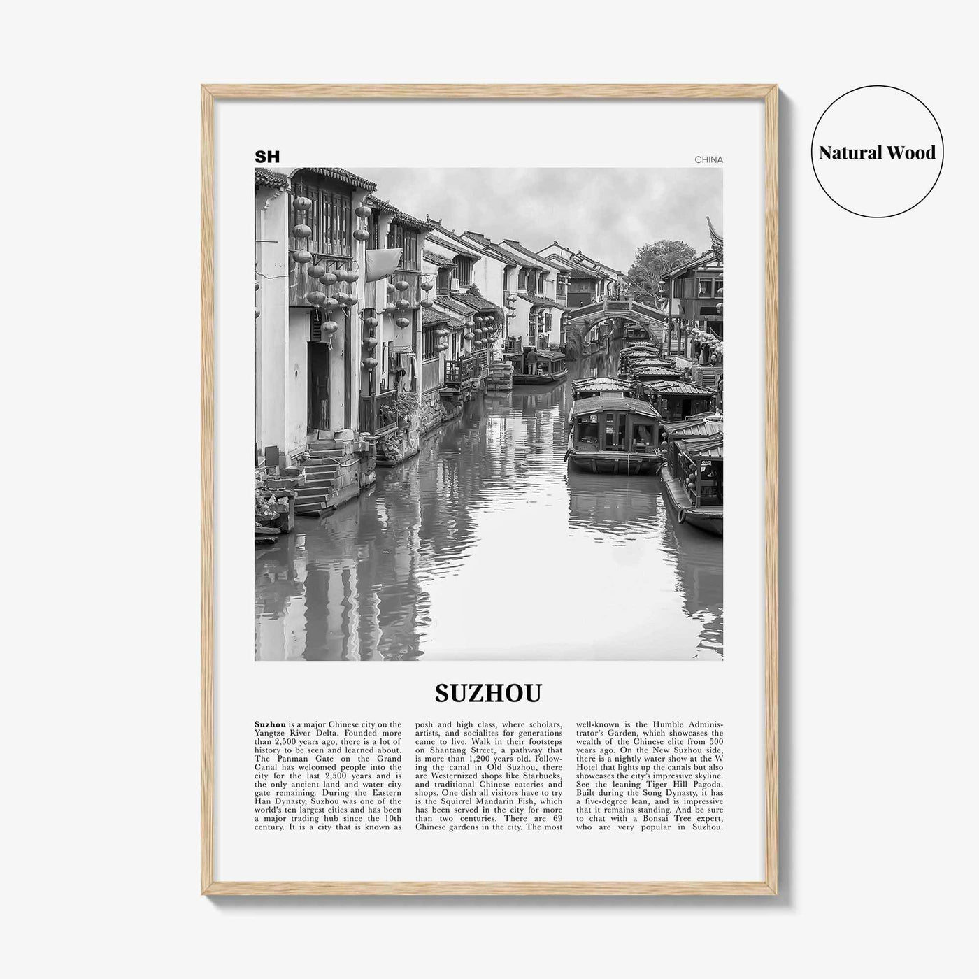 Suzhou Print Black and White, Suzhou Wall Art, Suzhou Poster, Suzhou Photo, Suzhou Wall Décor, Suzhou Map, China