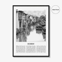Suzhou Print Black and White, Suzhou Wall Art, Suzhou Poster, Suzhou Photo, Suzhou Wall Décor, Suzhou Map, China