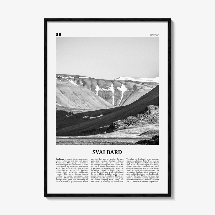 Svalbard Print Black and White, Svalbard Wall Art, Svalbard Poster, Svalbard Photo, Svalbard Wall Décor, Svalbard Map, Norway
