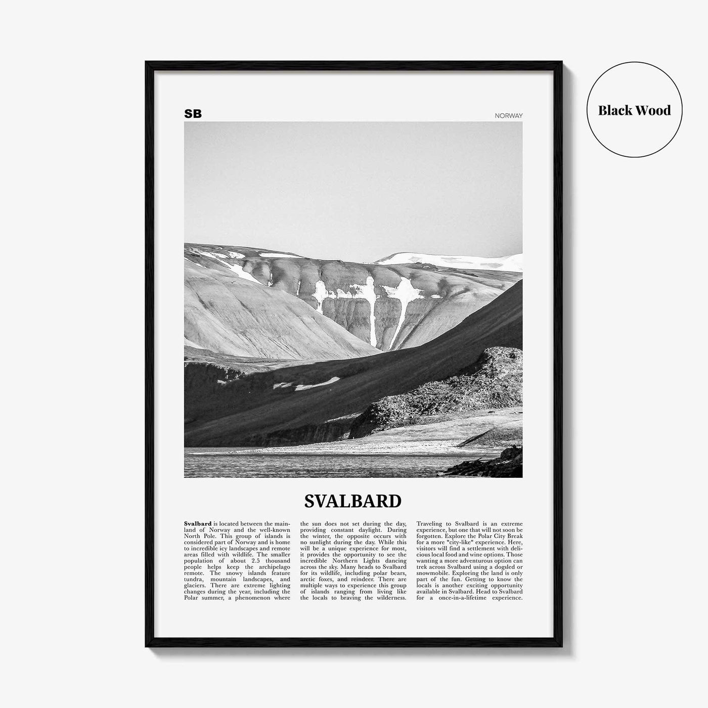 Svalbard Print Black and White, Svalbard Wall Art, Svalbard Poster, Svalbard Photo, Svalbard Wall Décor, Svalbard Map, Norway